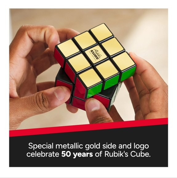 Rubik's Cube, Retro 50th Anniversary Edition 3x3 Color-Matching Puzzle - Picture 4 of 8
